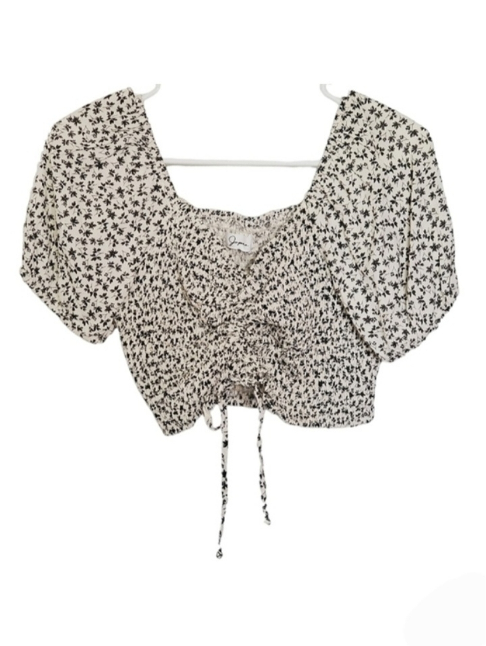 1304 * Japna Floral Print Crop Top Off White Black Size Unknown